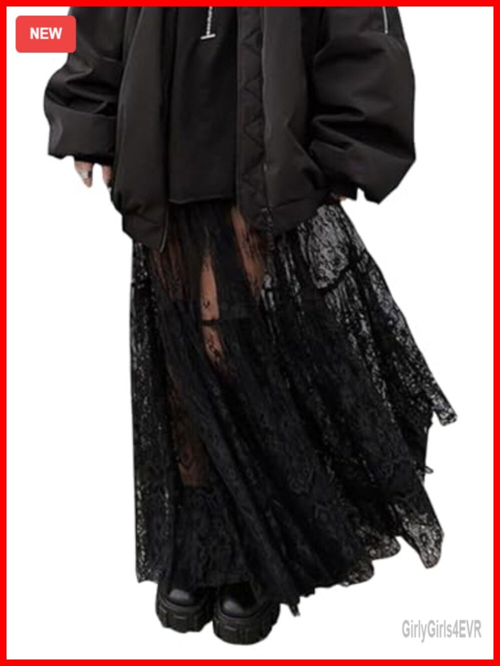 Women's Lace Maxi Skirt High Waist A-Line Sheer Mesh Cover Up